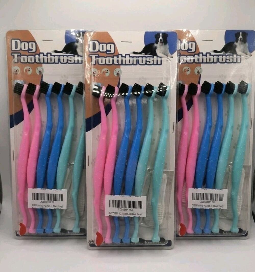 3 Pks Of 6 Dog Toothbrush Dual Heads Dental Hygiene Brushes Soft Flexible